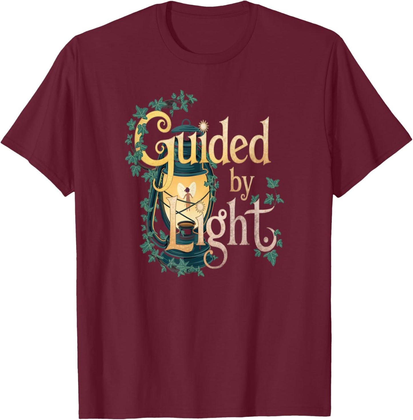Guided By Light Lantern Fairy Nature T-Shirt - T-Shirt | Maroon