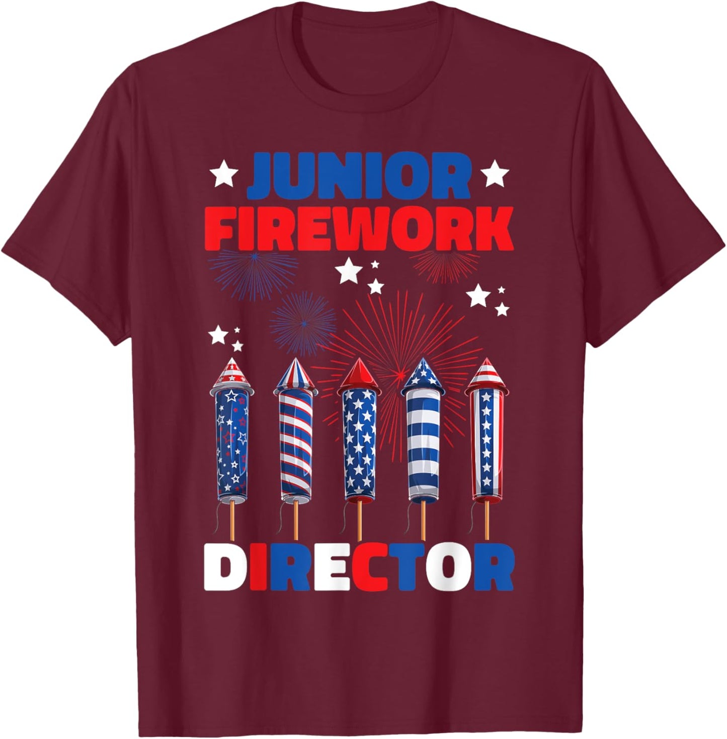 Kids Junior Firework Director American 4th Of July T-Shirt - T-Shirt | Maroon