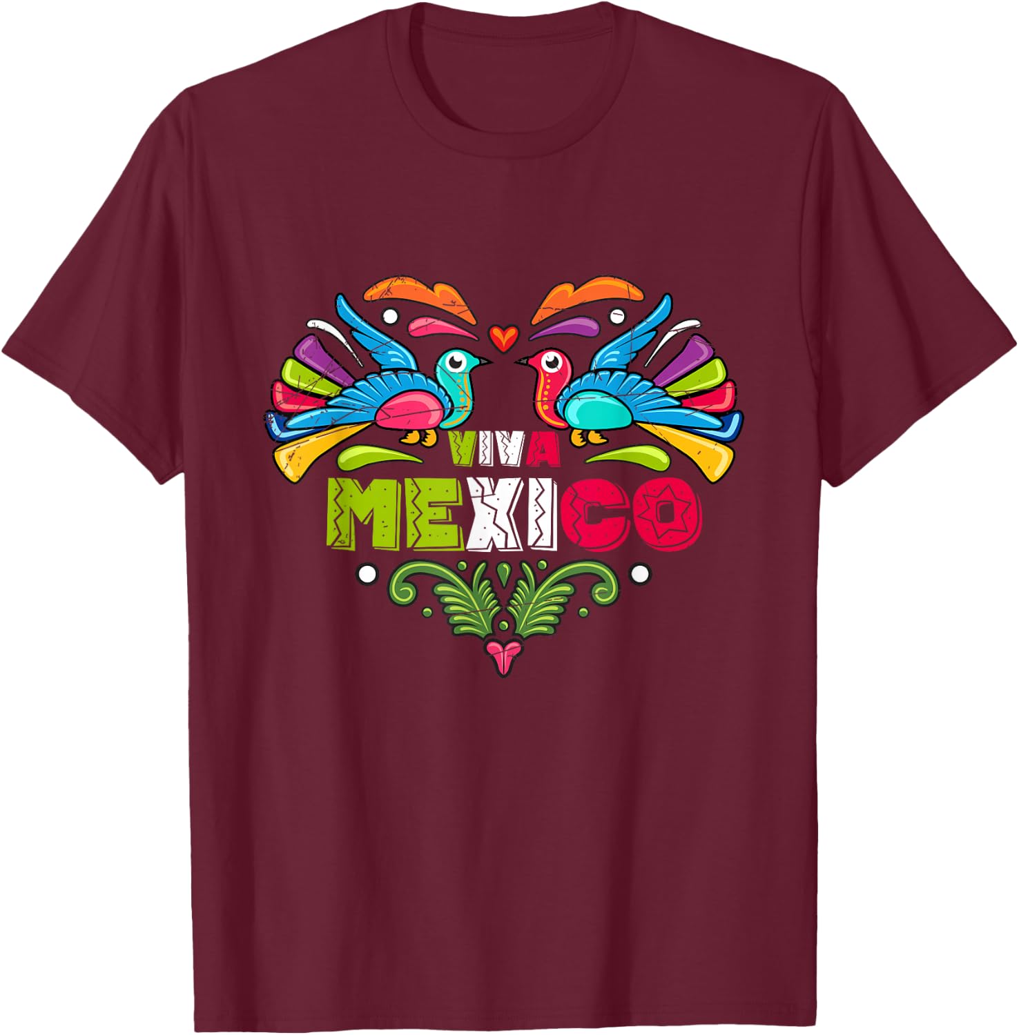 Proud Mexican Flag Peacock Animal Gift Viva Mexico Small T-Shirt - T-Shirt | Maroon