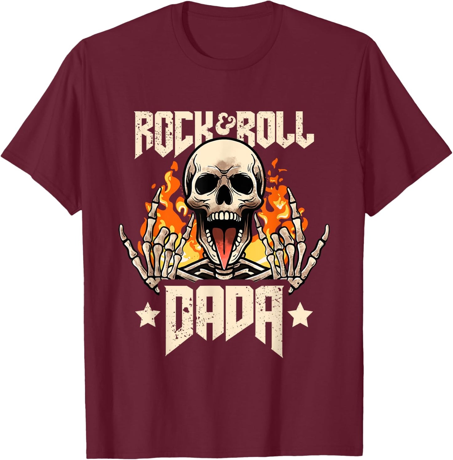 Rock And Roll Dada Dad Vintage Retro Rock&Roll Rock Concert T-Shirt - T-Shirt | Maroon