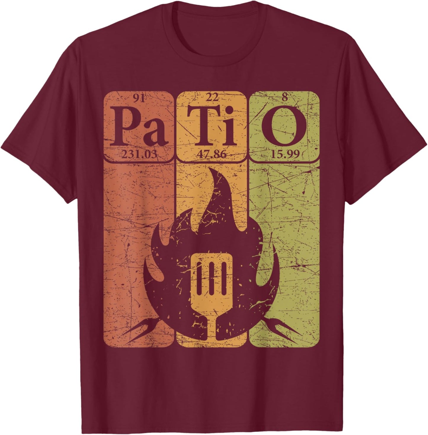 Patio BBQ Periodic Table Elements Grill BBQ Lover Barbecue T-Shirt - T-Shirt | Maroon