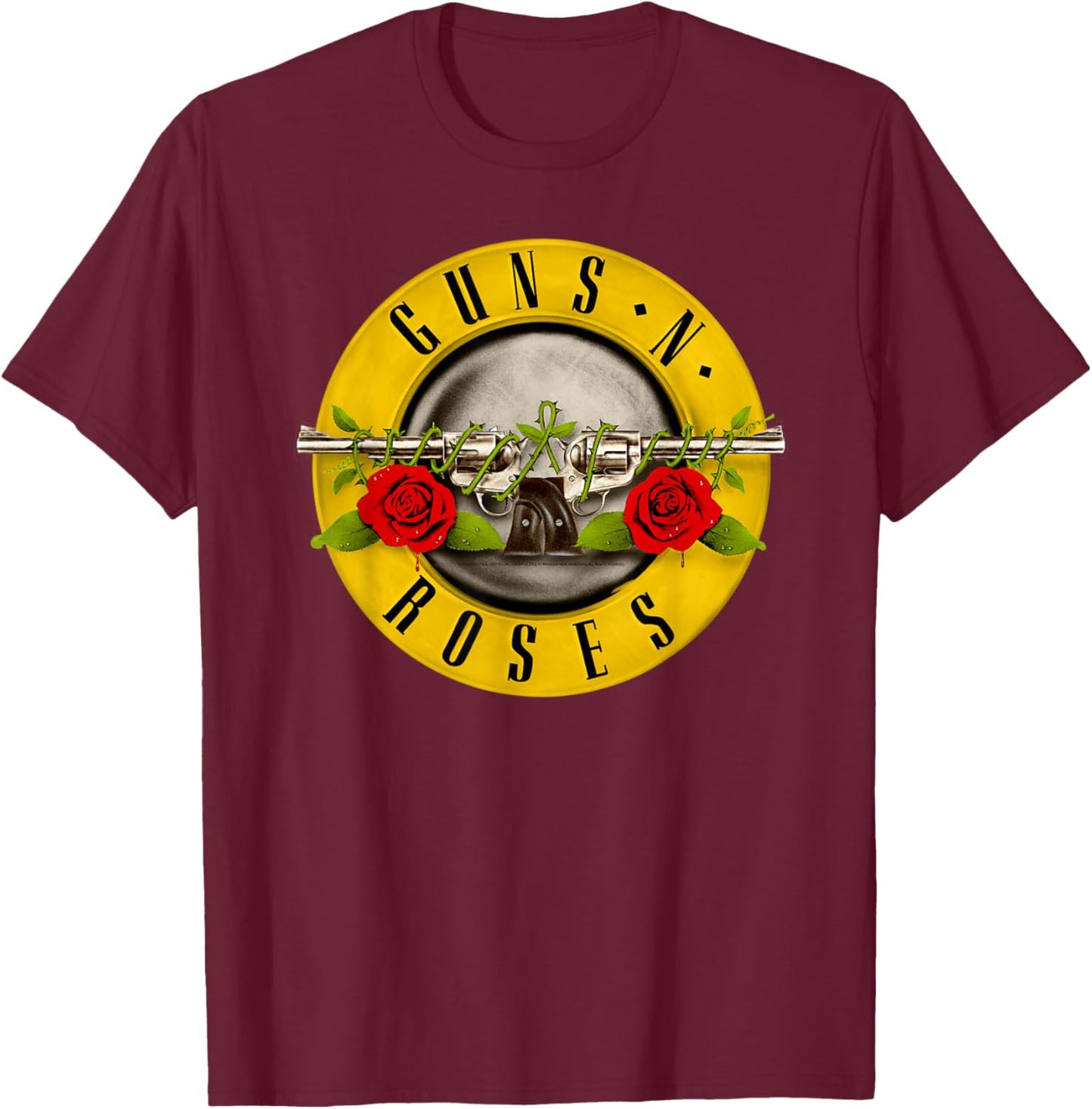 Guns N' Roses Official Bullet Logo T-Shirt - T-Shirt | Maroon