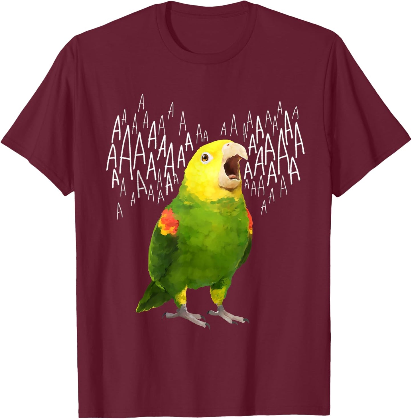 Screaming Amazon Parrot T-Shirt - T-Shirt | Maroon