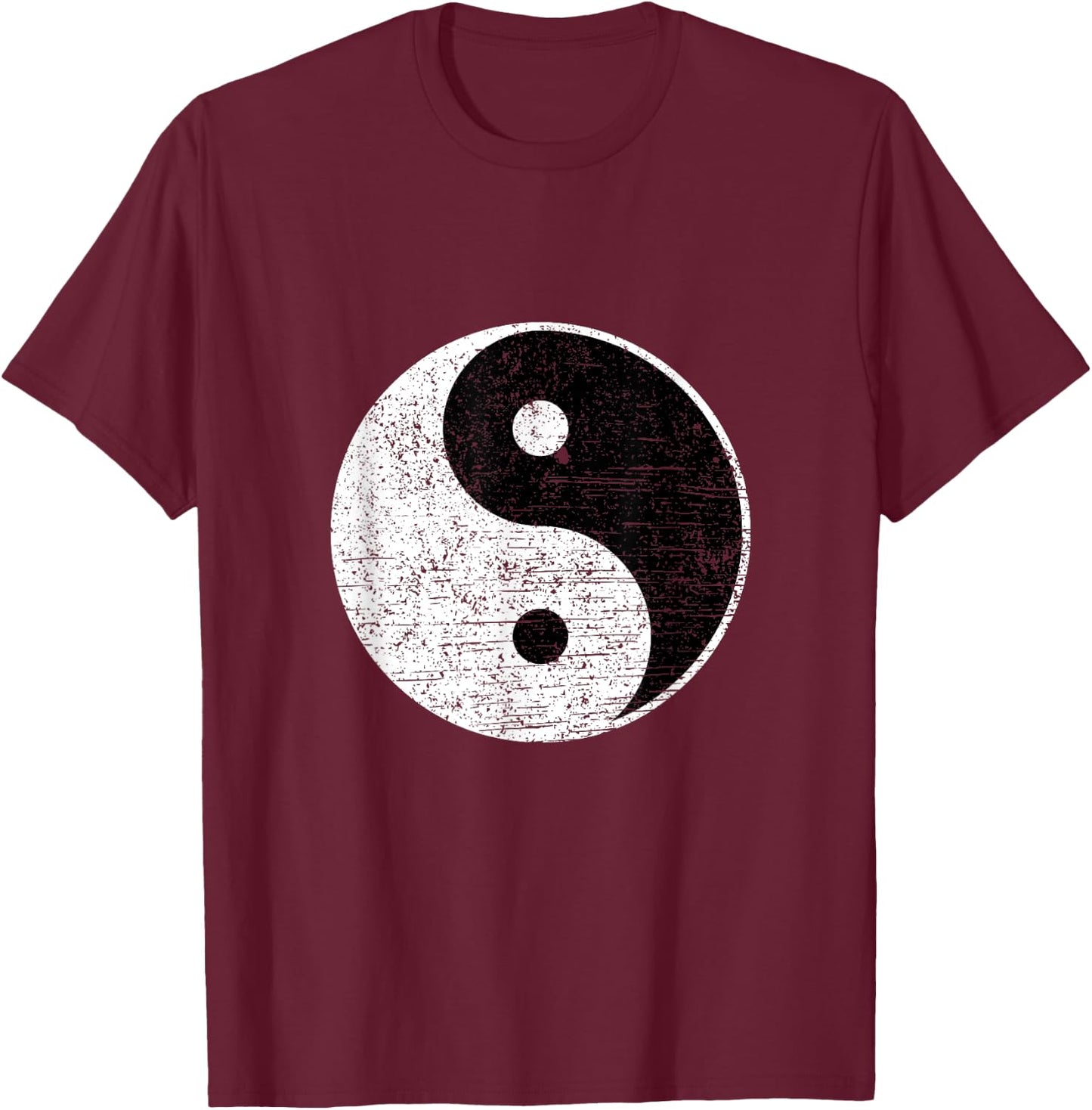 Yin And Yang Black White Abstract Asian Art Style Yoga Gift T-Shirt - T-Shirt | Maroon