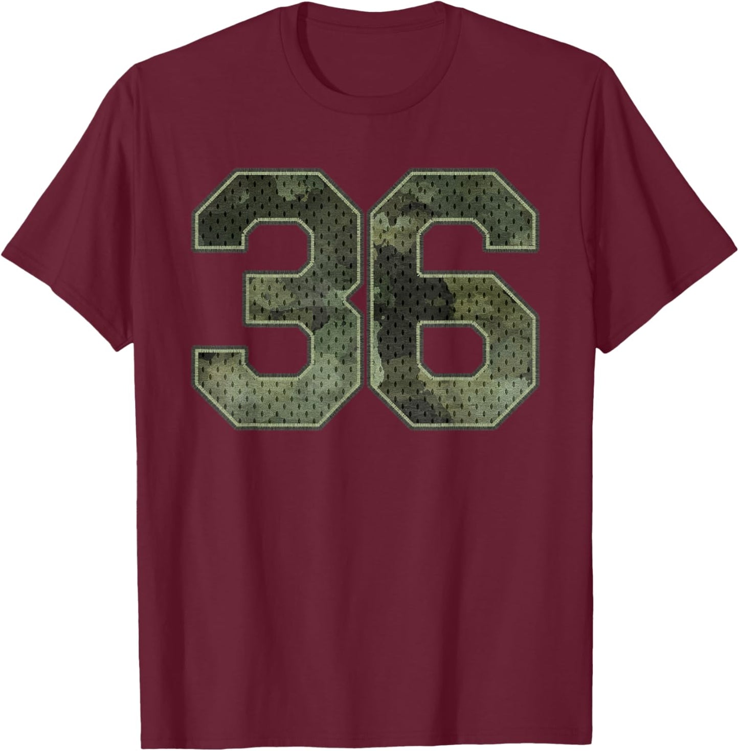 Camo Number 36 Athlete Sports Jersey Supporter Fanwear T-Shirt - T-Shirt | Maroon