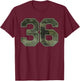 Camo Number 36 Athlete Sports Jersey Supporter Fanwear T-Shirt - T-Shirt | Maroon