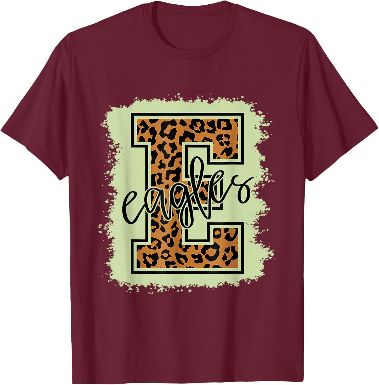 Eagles School Sports Fan Team Spirit Mascot Gift Bleached T-Shirt - T-Shirt | Maroon