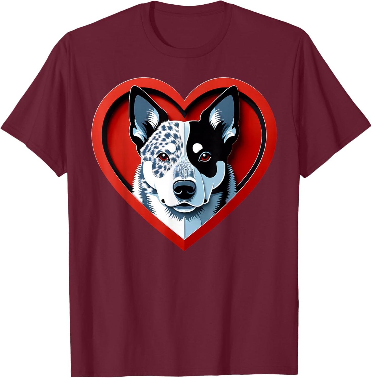 Blue Heeler Heart Australian Cattle Dog Lover Cute Puppy T-Shirt - T-Shirt | Maroon
