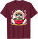 Kawaii Ragdoll Cat Eating Ramen T-Shirt - T-Shirt | Maroon