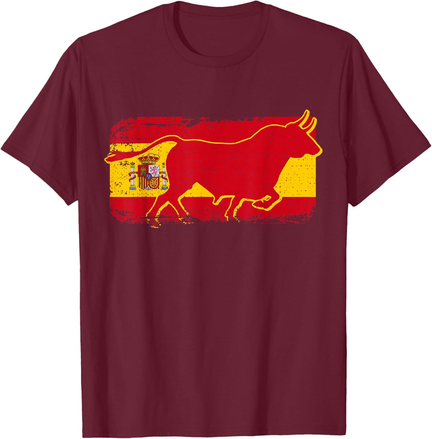 Spain Espana Flag Taurus Football Fan Souvenir Gift T-Shirt - T-Shirt | Maroon