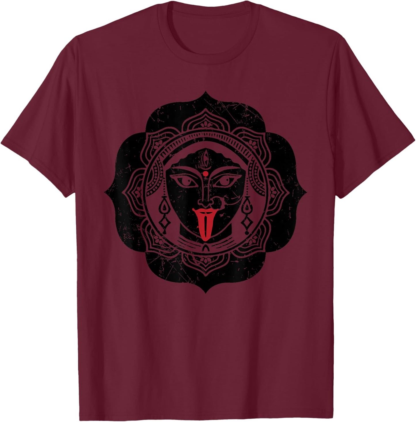 Kali Hindu Deity Goddess Indian Sacred Yoga Puja Kali T-Shirt - T-Shirt | Maroon