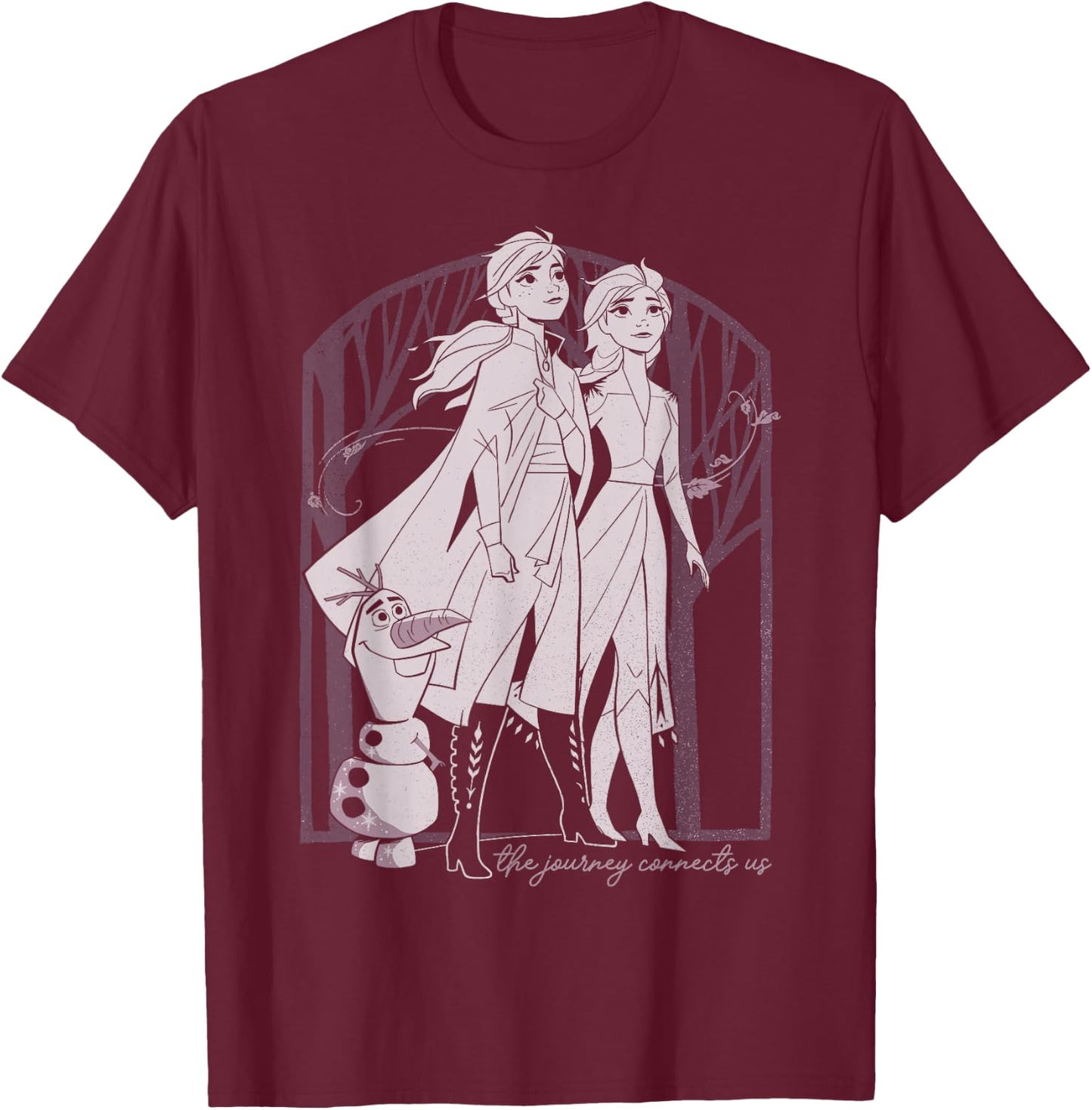 Disney Frozen 2 Elsa Anna Olaf The Journey Connects Us T-Shirt - T-Shirt | Maroon