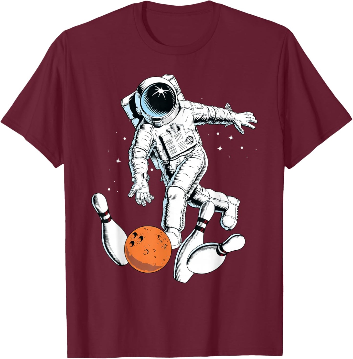 Astronaut Space Bowling Cool Astronaut Bowling Lover T-Shirt - T-Shirt | Maroon
