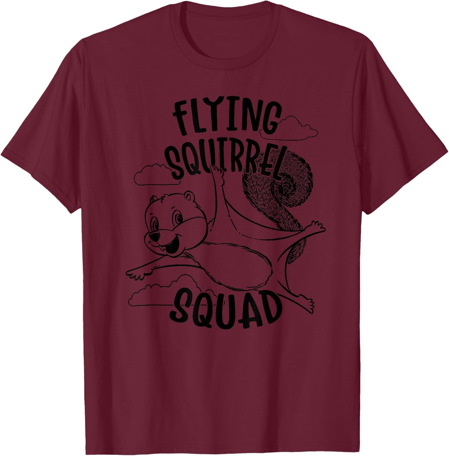 Flying Squirrel Squad, Funny Vintage Squirrels and Animal T-Shirt - T-Shirt | Maroon