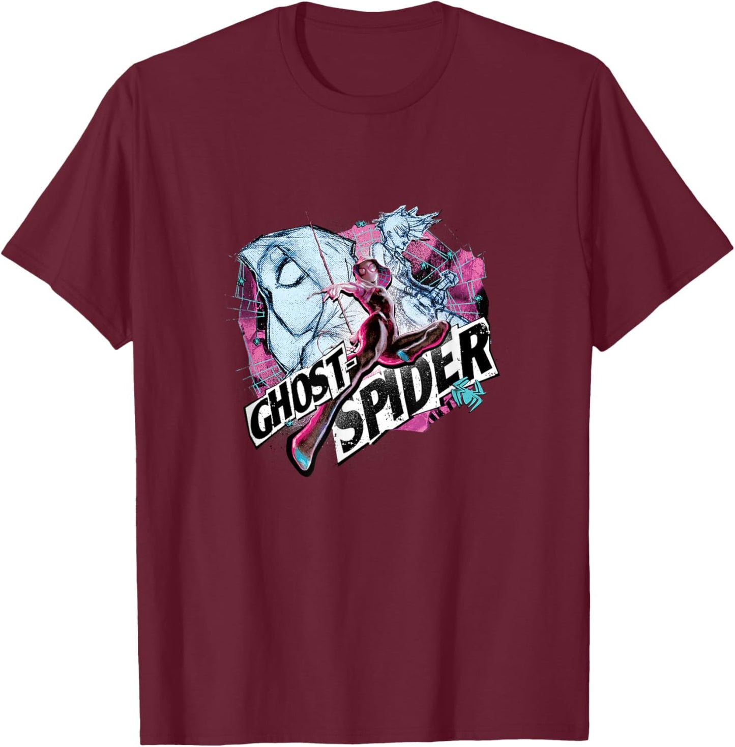 Marvel Spider-Man Gwen Stacy Ghost Spider Comic Collage T-Shirt - T-Shirt | Maroon