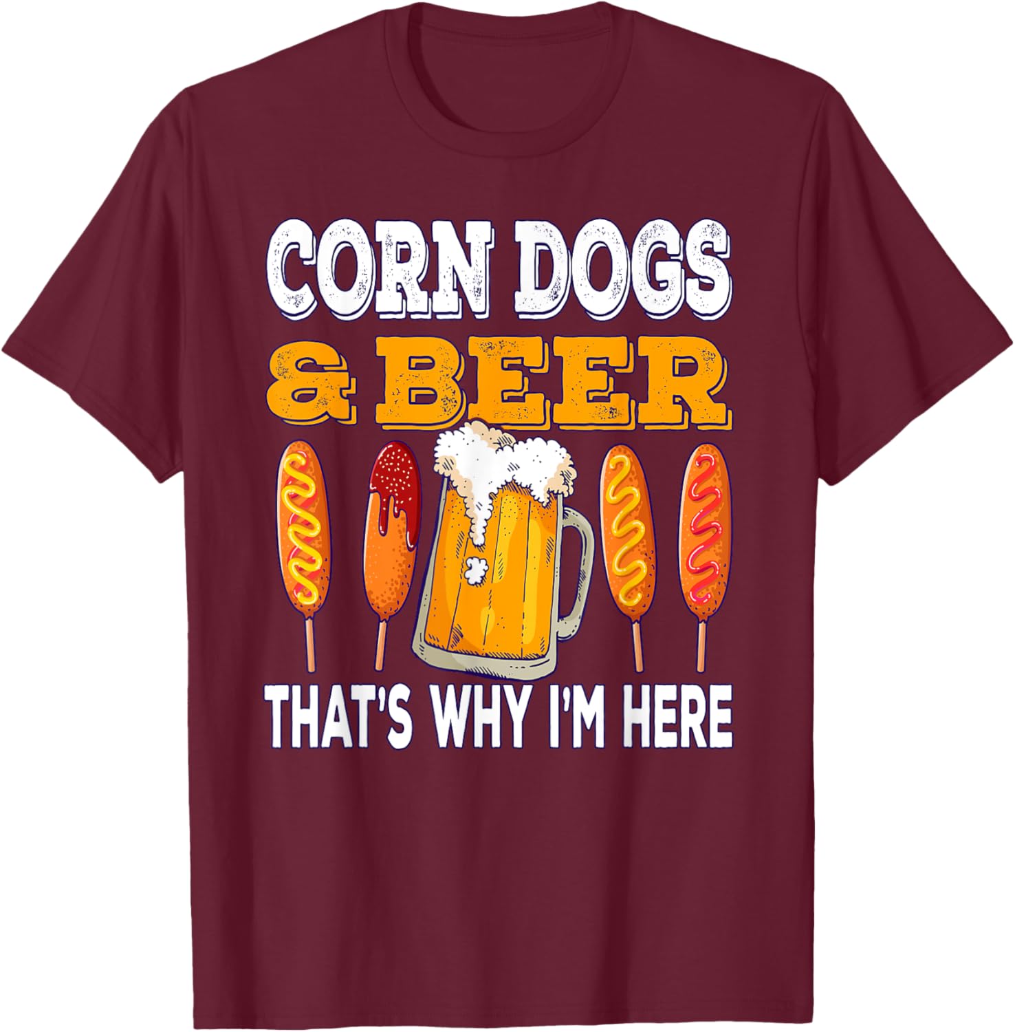 Corndog Carnival Beer Fried Corn Dog T-Shirt - T-Shirt | Maroon