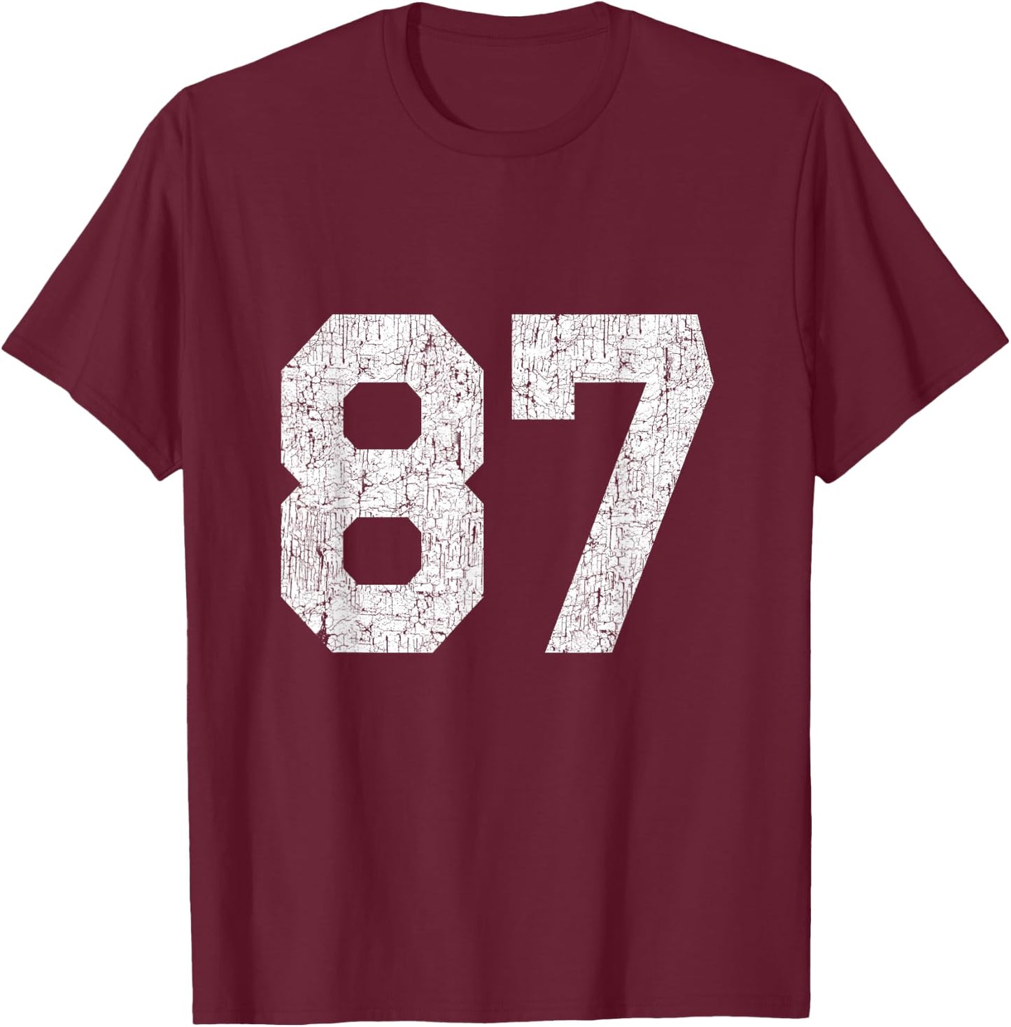 #87 Jersey Uniform Varsity Sports Number, 87th Place T-Shirt - T-Shirt | Maroon