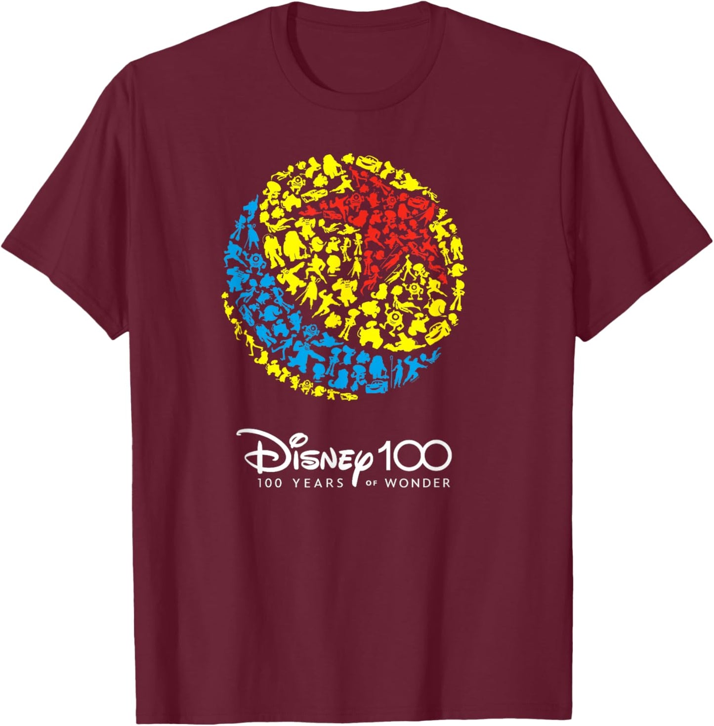 Disney 100 Pixar Ball Characters Anniversary D100 Small T-Shirt - T-Shirt | Maroon