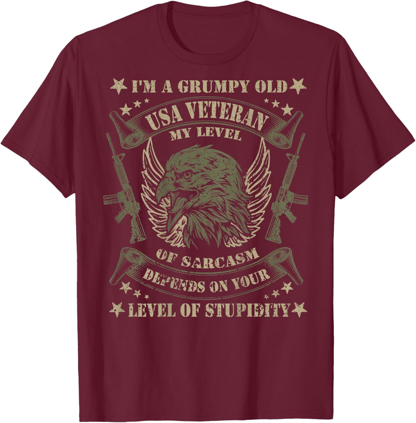 Grumpy Old Veteran T-Shirt - T-Shirt | Maroon