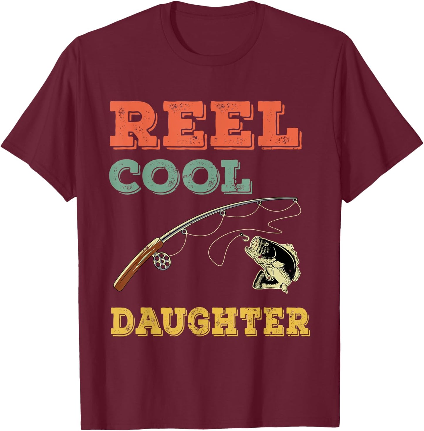 Bass Fish Reel Cool Daughter Fisherwoman Gift - Bass Fishing T-Shirt - T-Shirt | Maroon