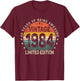 40 Years Old 1984 Vintage 40th Birthday Men Women T-Shirt - T-Shirt | Maroon
