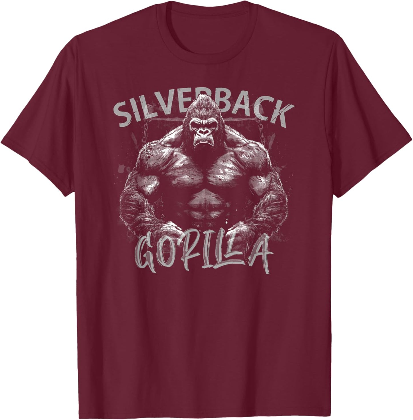Gorilla Face Monkey Angry Growling Scary Silverback Gorilla T-Shirt - T-Shirt | Maroon