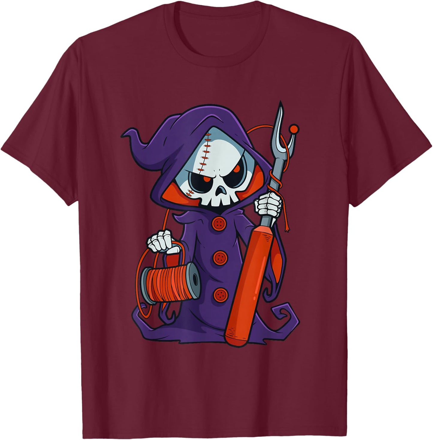 Funny Quilting Sewing Grim Reaper Seam Ripper Crafting T-Shirt - T-Shirt | Maroon