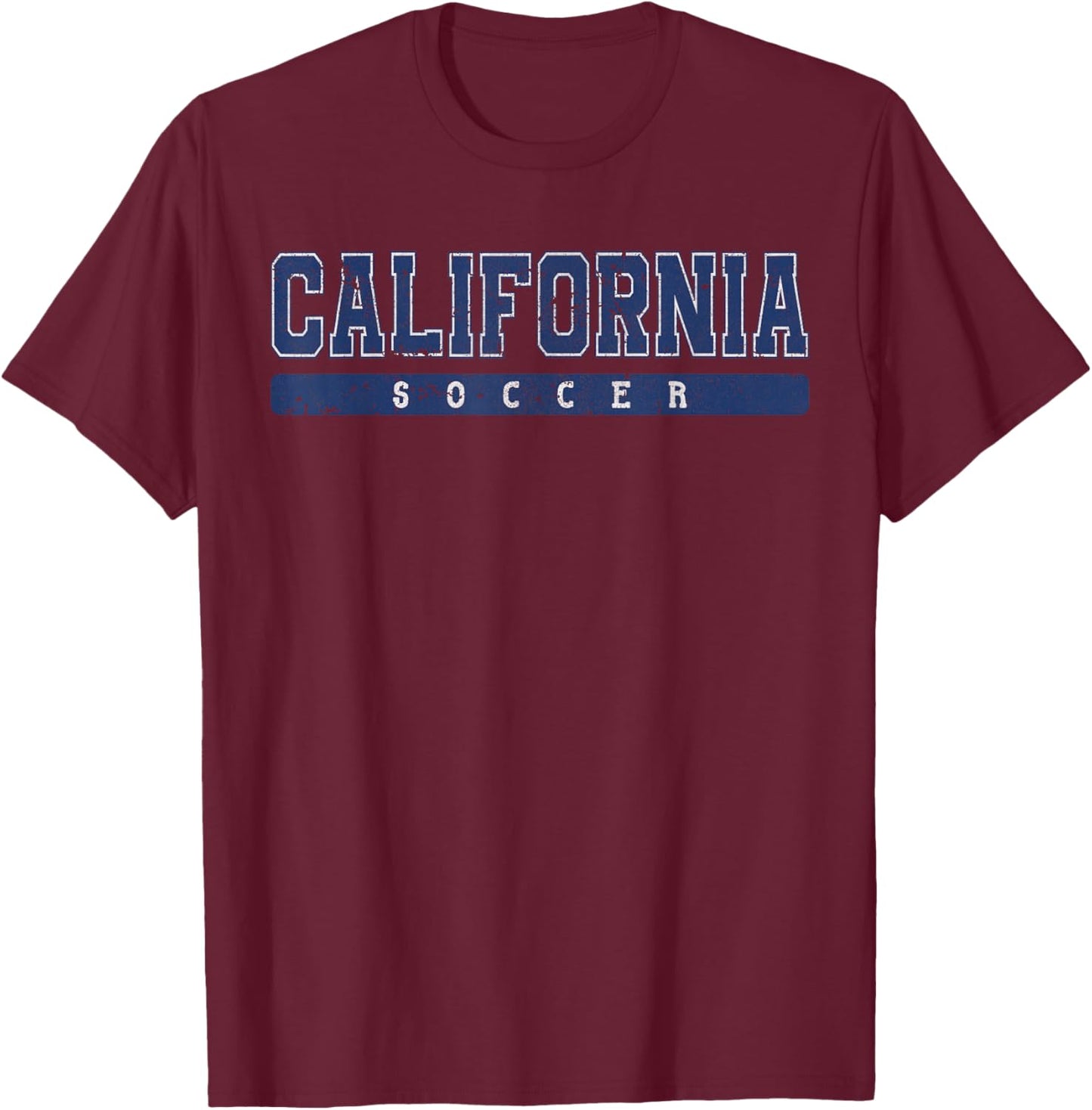 California Soccer Blue Vintage Text T-Shirt - T-Shirt | Maroon