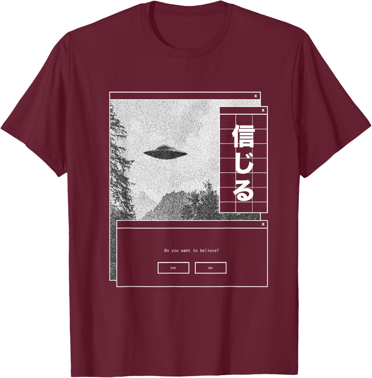 UFO Vaporwave Aesthetic | Japanese 80s Synthwave | Japan T-Shirt - T-Shirt | Maroon