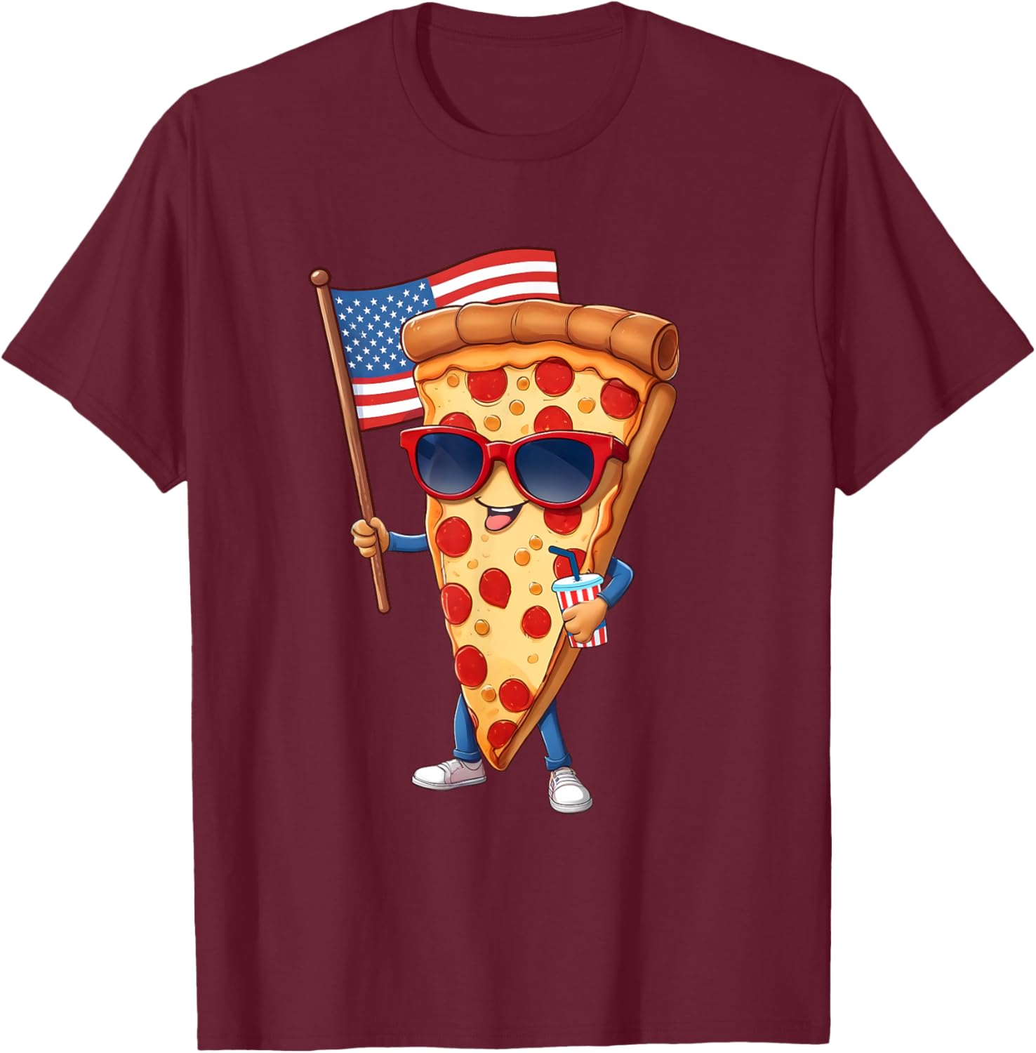 4th Of July Pizza Slice Patriotic American US Flag Kids Boys T-Shirt - T-Shirt | Maroon