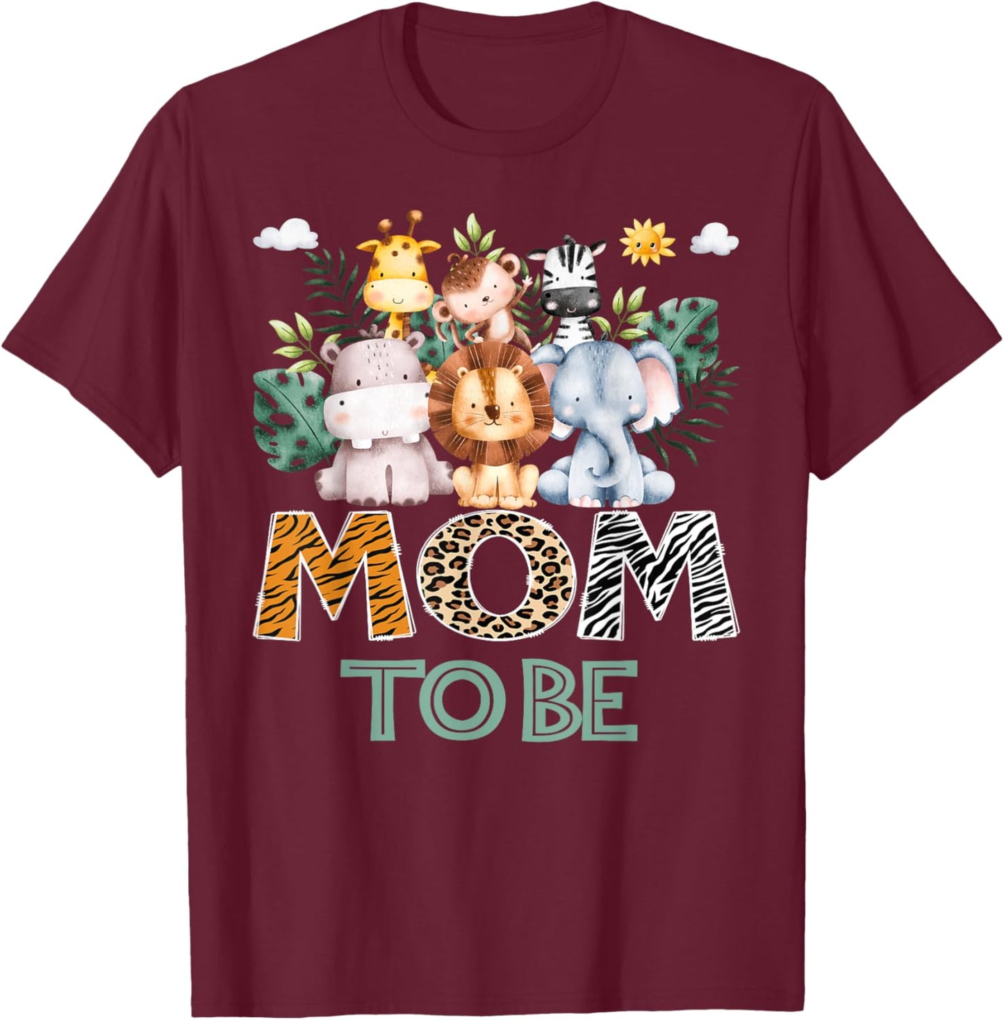 Soon To Be Mom Jungle Animal Safari Gender Reveal T-Shirt - T-Shirt | Maroon