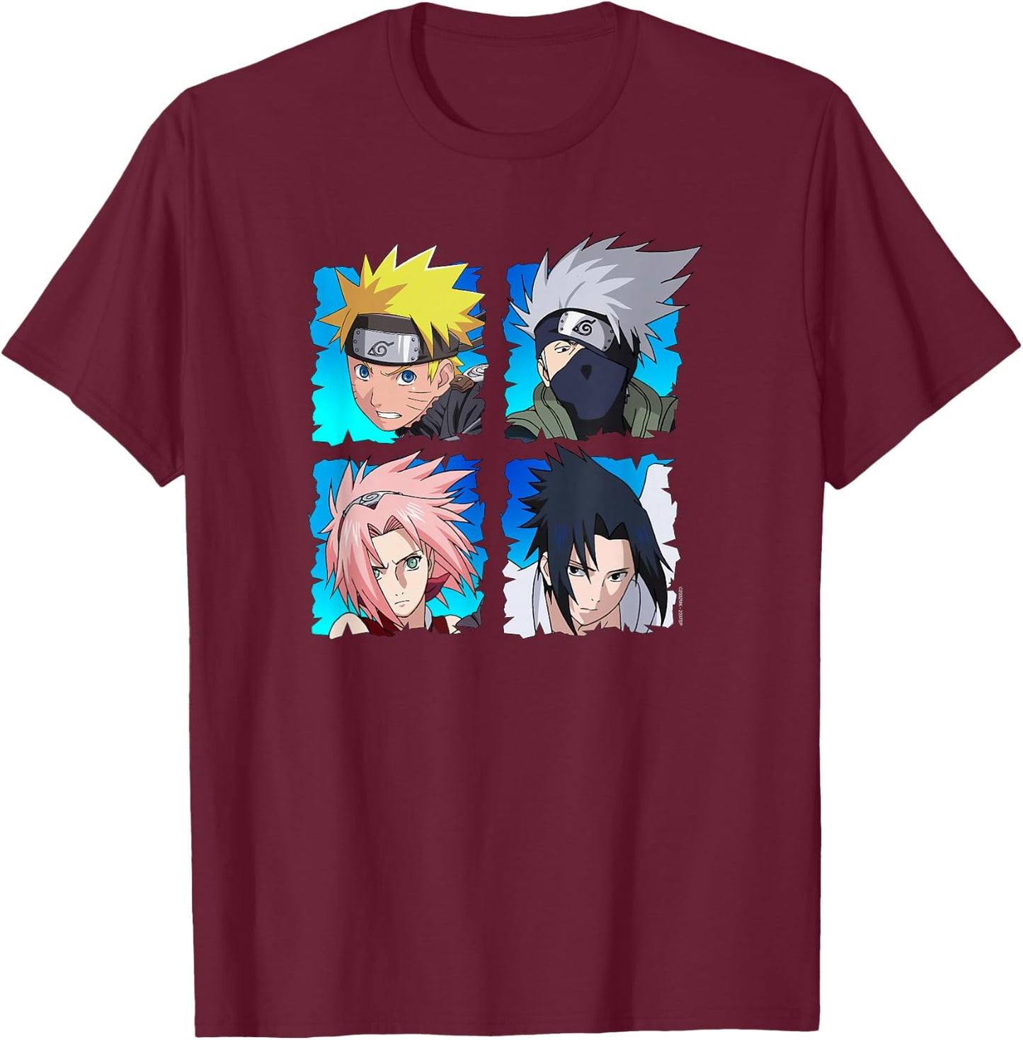 Naruto Shippuden 4 Heads T-Shirt - T-Shirt | Maroon