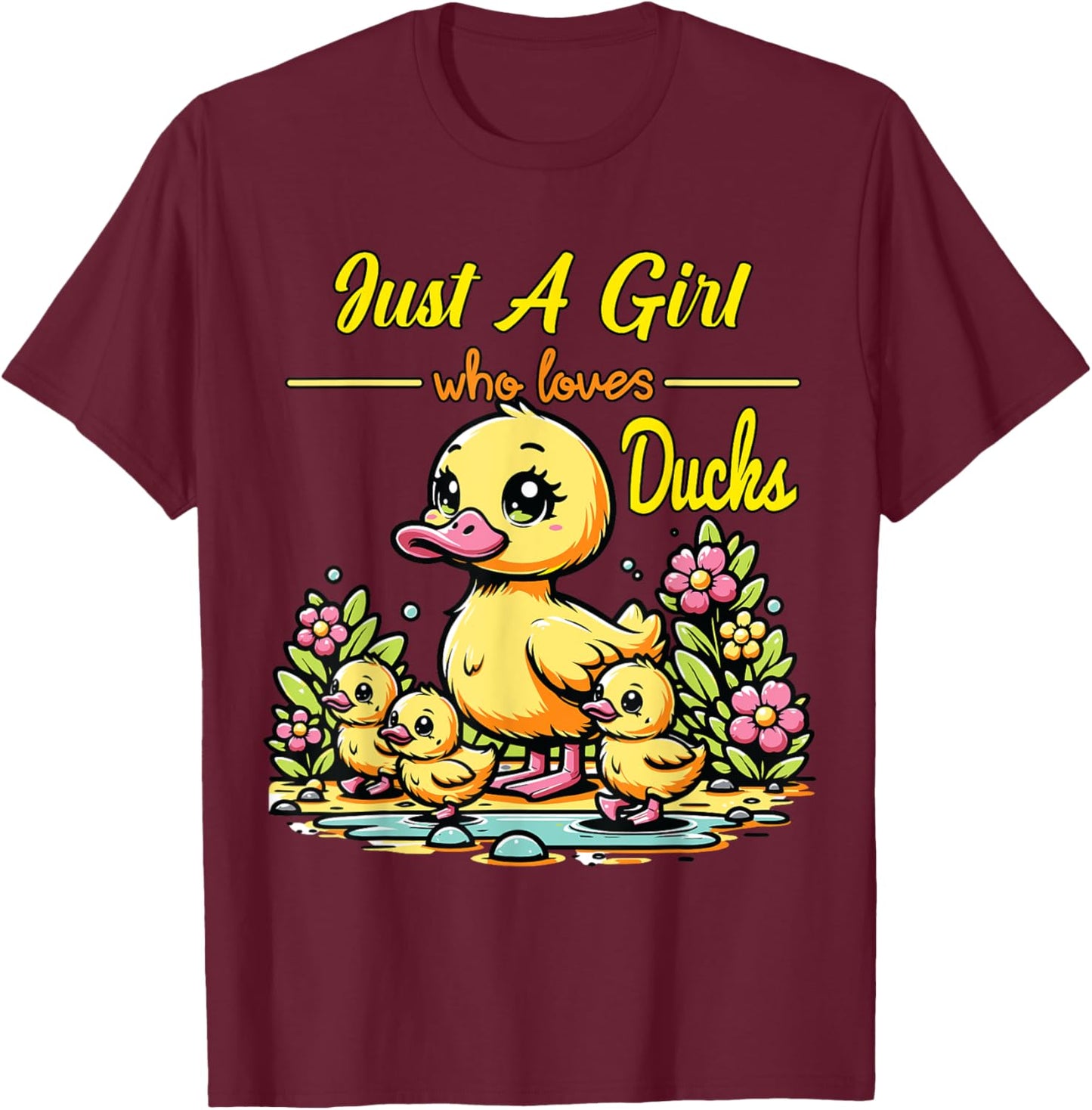 Duck Lover Art Men Women Boys Girls Rubber Duck Funny Ducks T-Shirt - T-Shirt | Maroon
