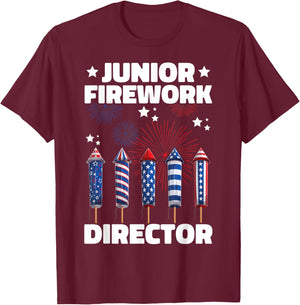 Junior Firework Director Kids American 4th Of July T-Shirt - T-Shirt | Maroon