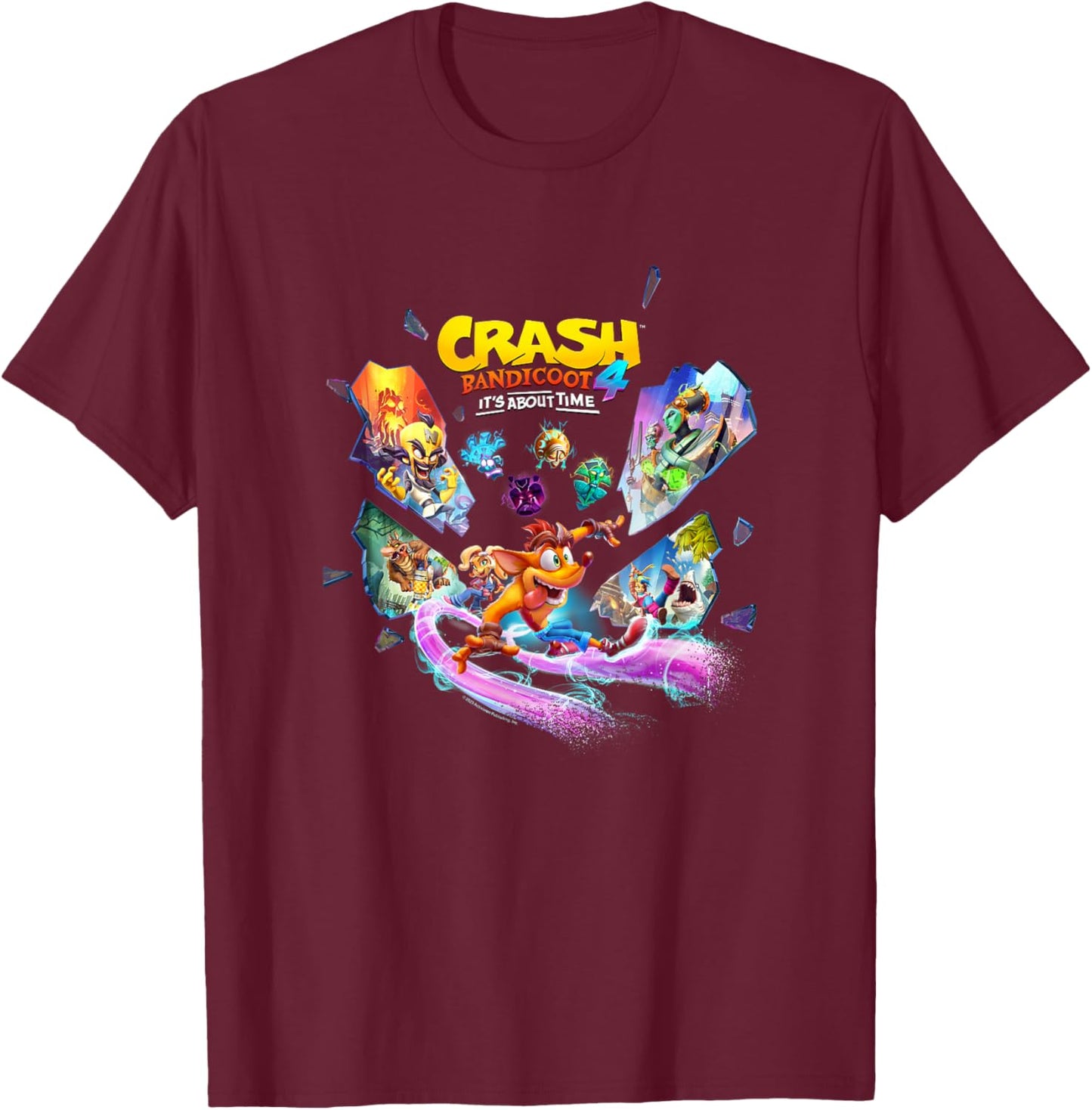 Crash Bandicoot 4: It's About Time Island Shards Game Poster T-Shirt - T-Shirt | Maroon