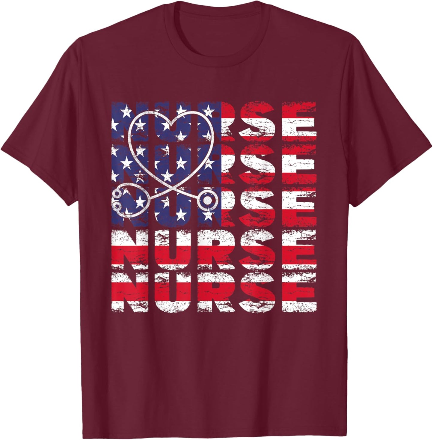 4th Of July Nurse American Flag Nursing USA Patriotic Women Kids Men T-Shirt - T-Shirt | Maroon