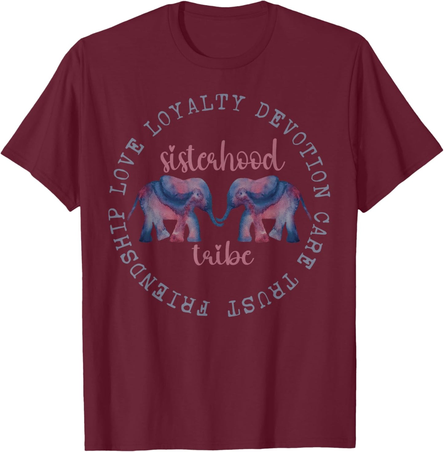 Elephant Friendship Sisterhood Tribe Squad Crew Friend Group T-Shirt - T-Shirt | Maroon