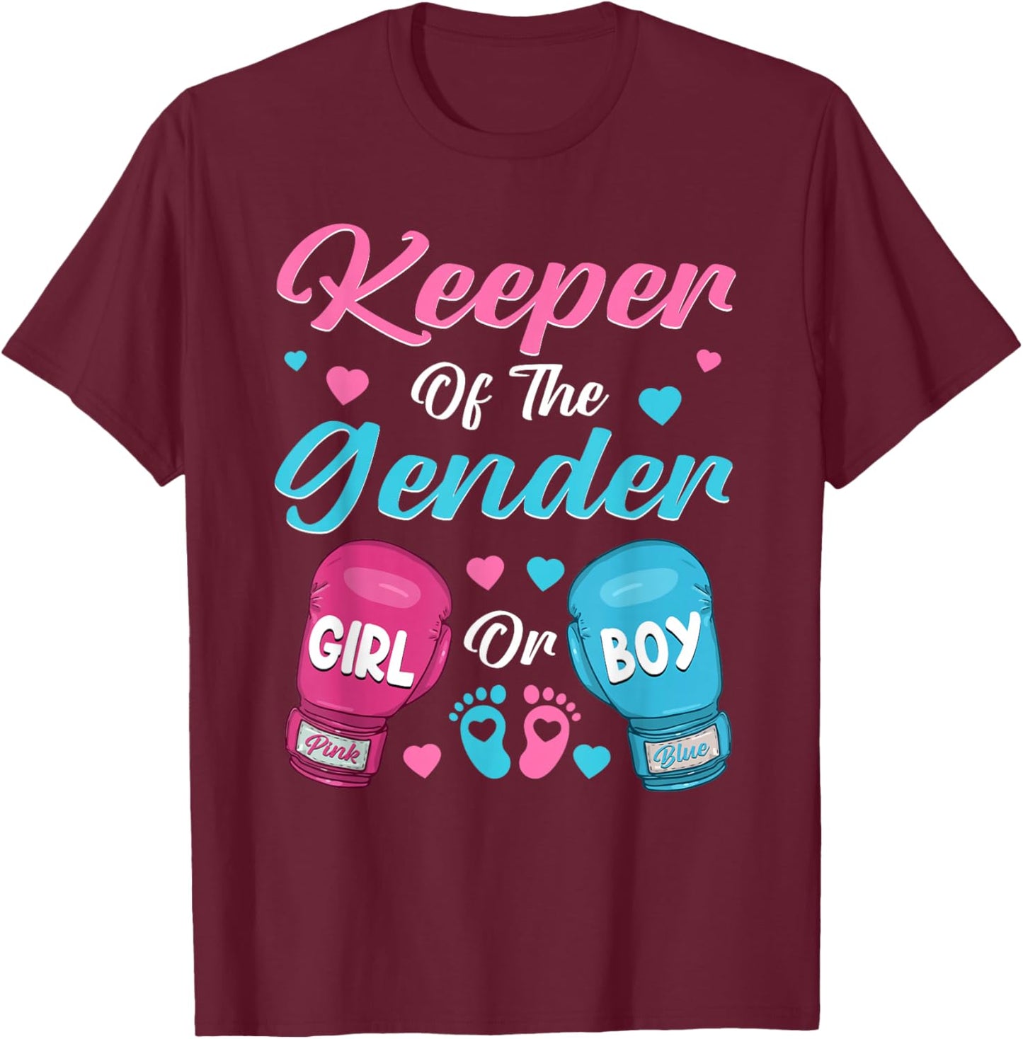 Keeper Of Gender Boxing Gender Reveal Family Party T-Shirt - T-Shirt | Maroon