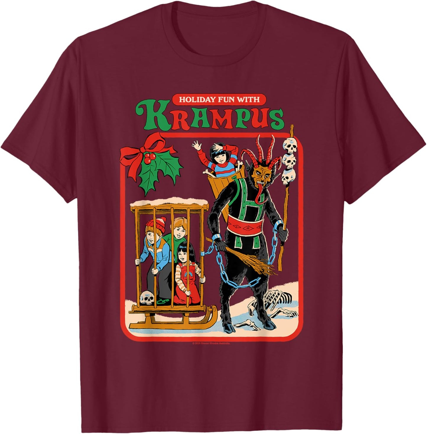 Fun with Krampus Christmas Retro Vintage Funny Adult Humor T-Shirt - T-Shirt | Maroon