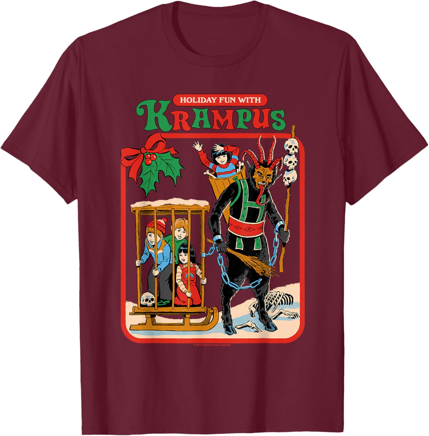 Fun with Krampus Christmas Retro Vintage Funny Adult Humor T-Shirt - T-Shirt | Maroon