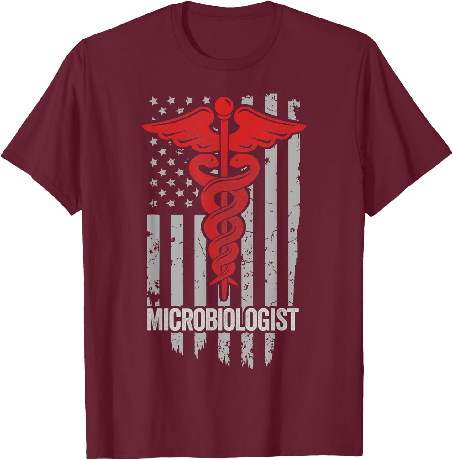 American Flag Microbiologist, Microbiology Doctor Specialist Men T-Shirt - T-Shirt | Maroon