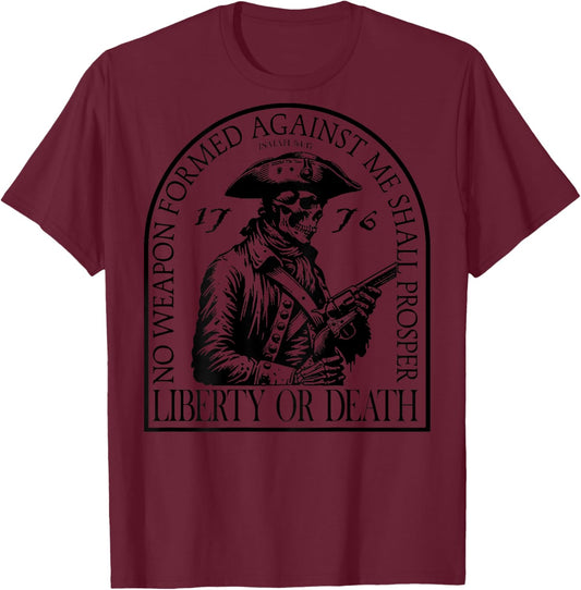 No Weapon Formed Against Me Shall Prosper (on back) T-Shirt - T-Shirt | Maroon