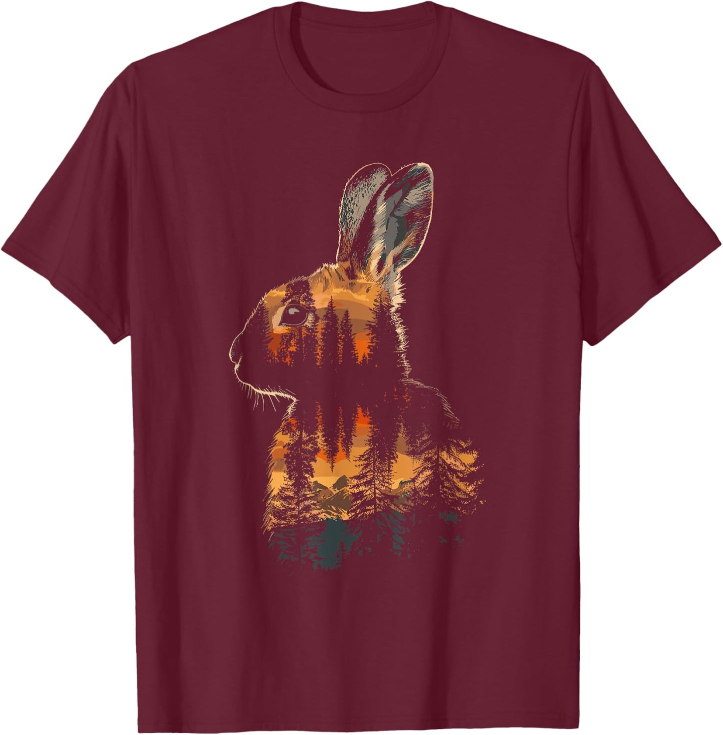 Rabbit Mountain Landscape Nature Wildlife T-Shirt - T-Shirt | Maroon