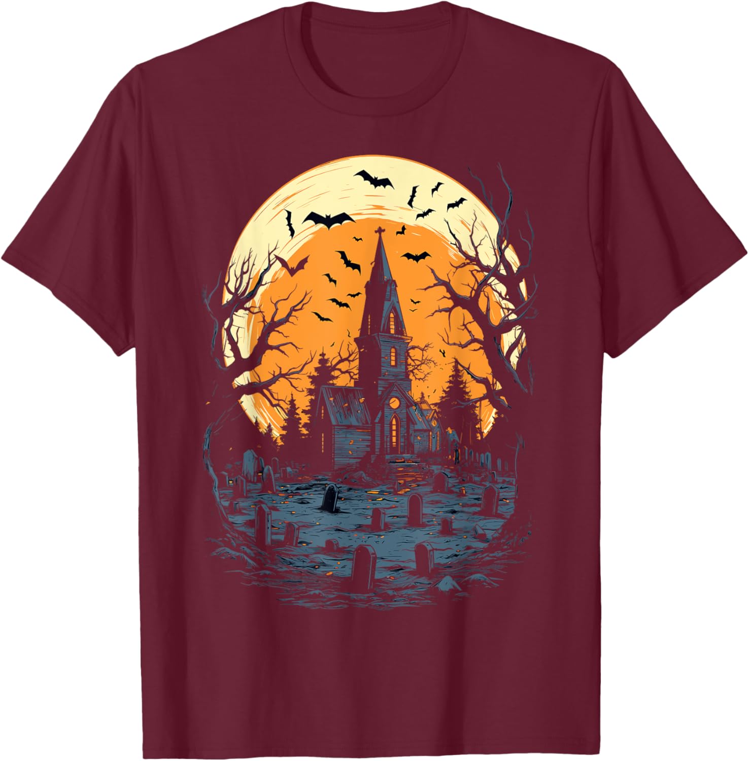 Haunted Mansion Spooky Halloween T-Shirt - T-Shirt | Maroon