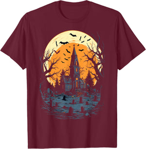 Haunted Mansion Spooky Halloween T-Shirt - T-Shirt | Maroon