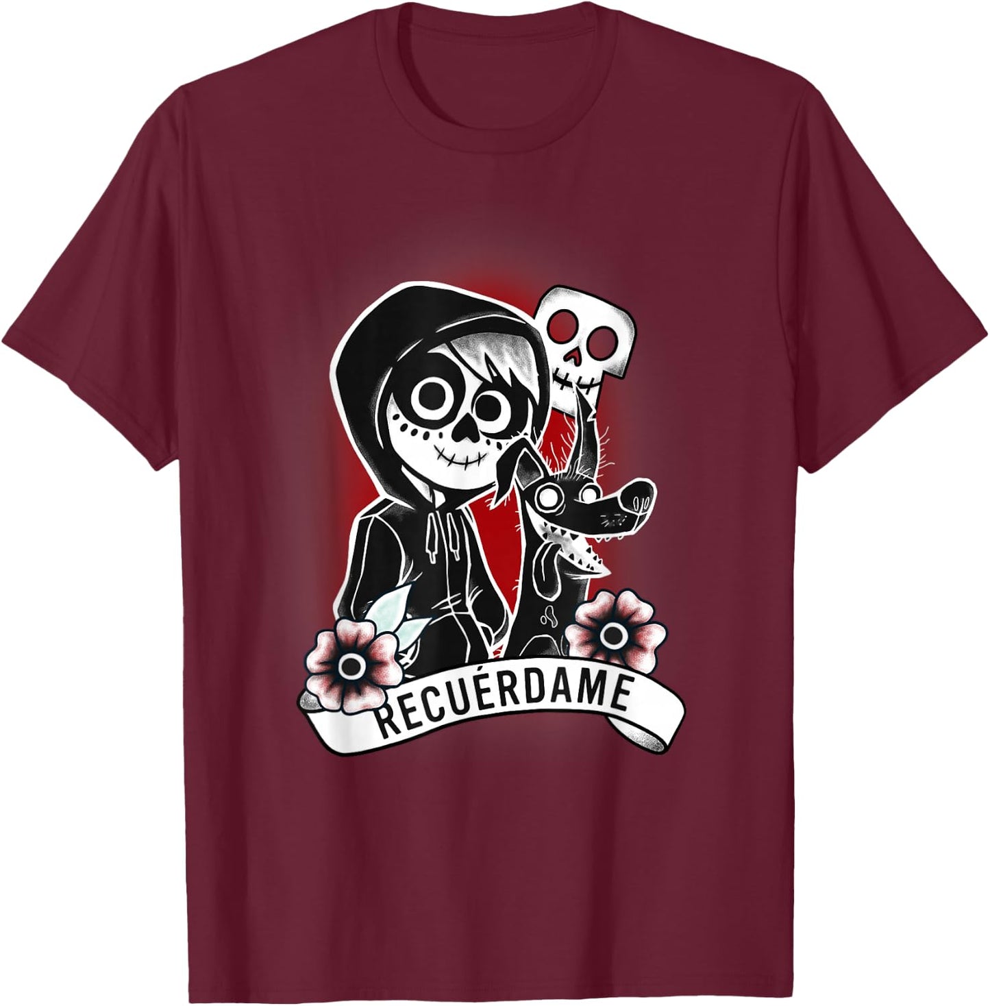 Disney Pixar Coco Miguel Recuerdame Portrait T-Shirt - T-Shirt | Maroon