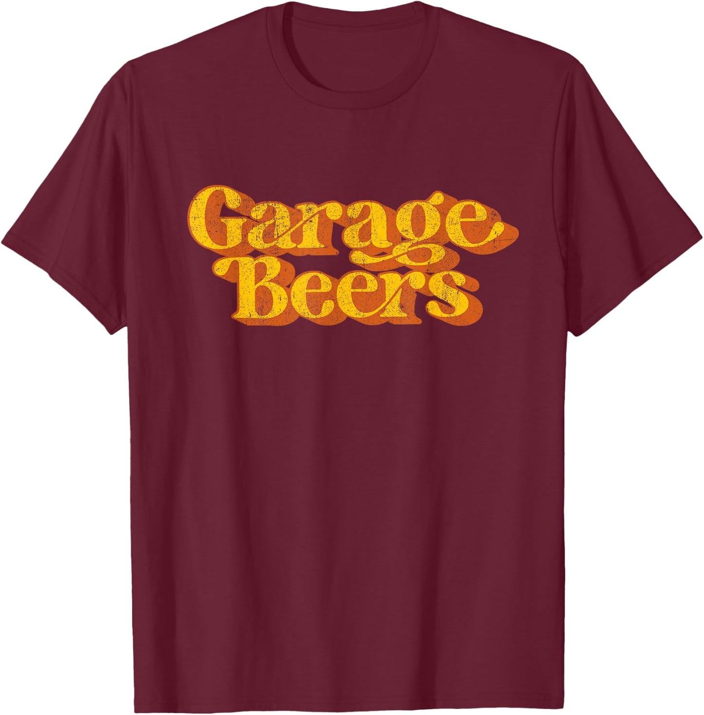 Vintage Garage Beers Beer Drinking Retro Funny Fathers Day T-Shirt - T-Shirt | Maroon