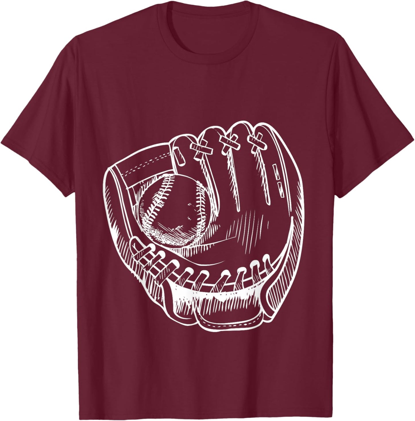 Old School Baseball Glove Mitt T-Shirt - T-Shirt | Maroon