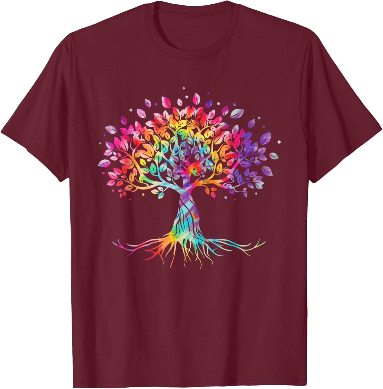 Tie Dye Life Is Really Good Tree Of Life Art T-Shirt - T-Shirt | Maroon
