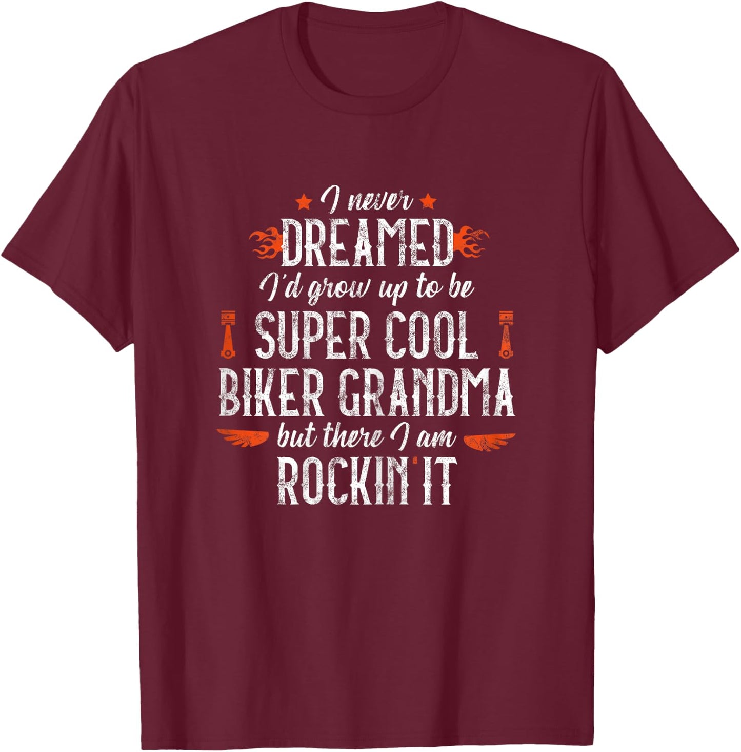 Motorcycle Grandma Biker Vintage Grandmother Outfit Short Sleeve T-Shirt - T-Shirt | Maroon